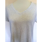 Perfectwhitetee Hendrix Cotton Boxy V Neck tee - Hethered Cream - Medium