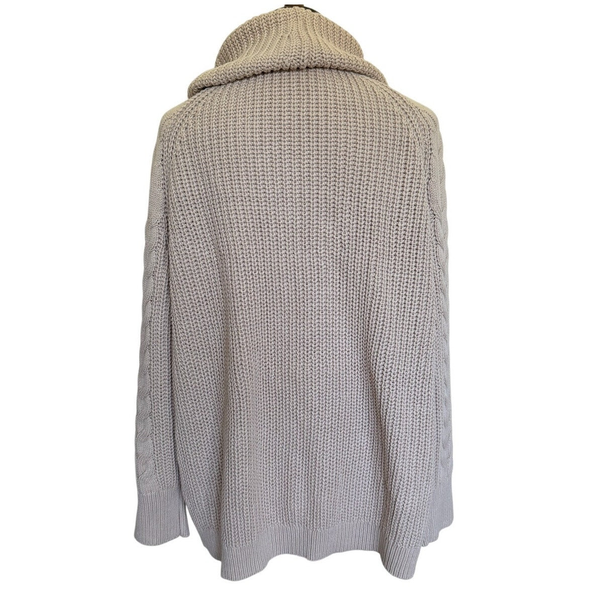 HAVEN WELL WITHIN Cowlneck Cable Knit Sweater - Beige - XL