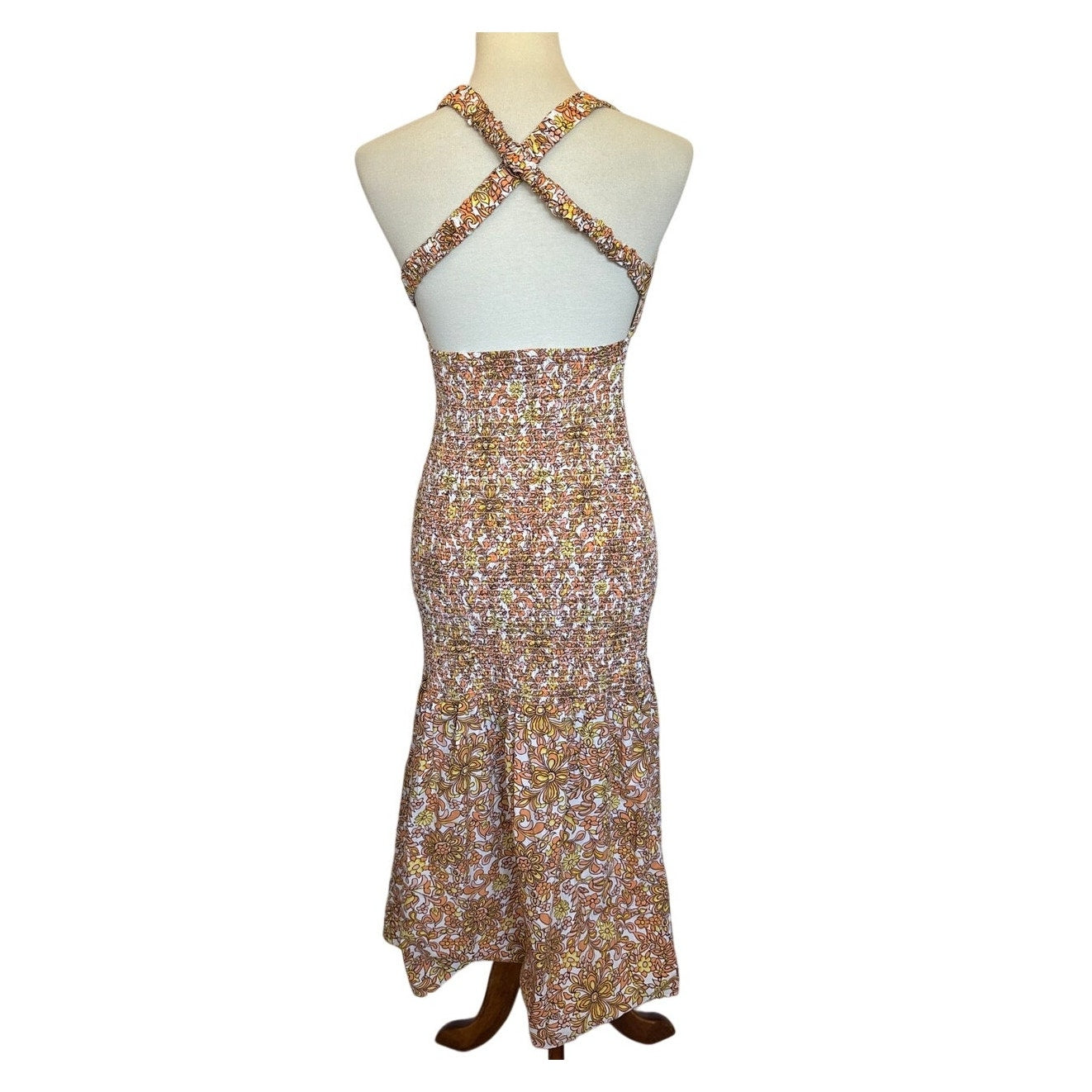 J. CREW Smocked Cross-Back Dress -  Medallion Floral - Size 2