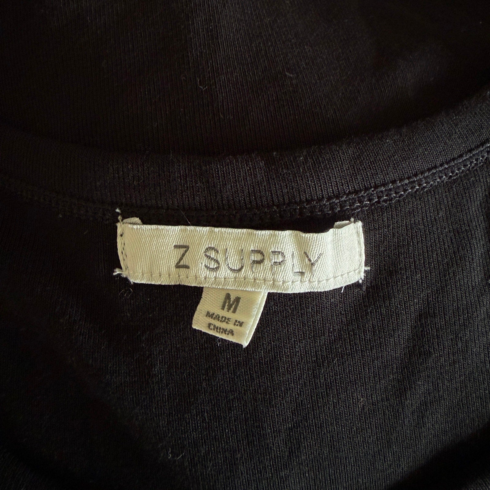 Z SUPPLY Second Skin Rib Knit Crew Neck Short Sleeve Tee - Black - Size Medium