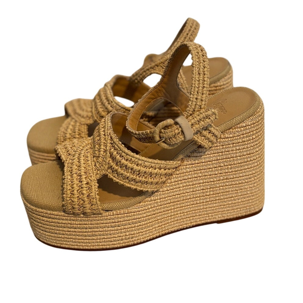 Castañer Fiodora Raffia Wedge Sandal - Neutral - Size 8