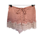 GINIA Silk Lace Trim Shorts - Bridal Rose - Size XL/10