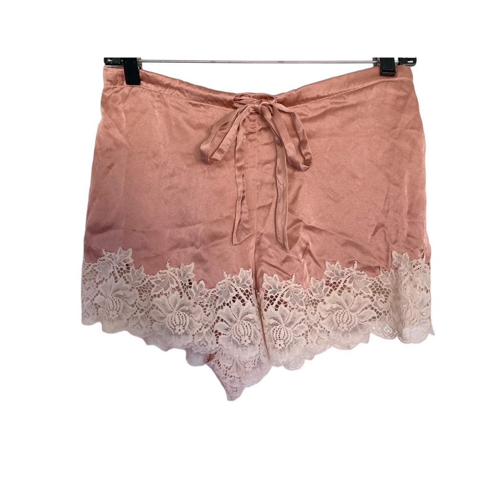 GINIA Silk Lace Trim Shorts - Bridal Rose - Size XL/10