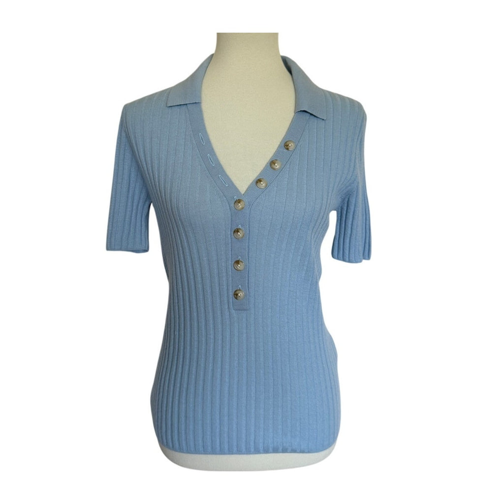 LOULOU Studio Socotra Wool Cashmere Polo - Light Blue - Small