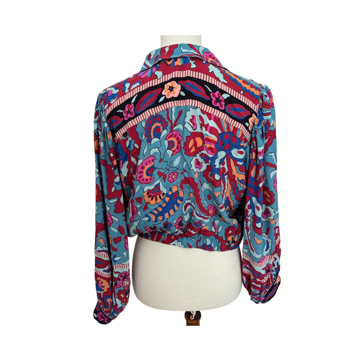 Ba&sh Martha Printed Cropped Blouse - Bleu Print - Size Medium / 6