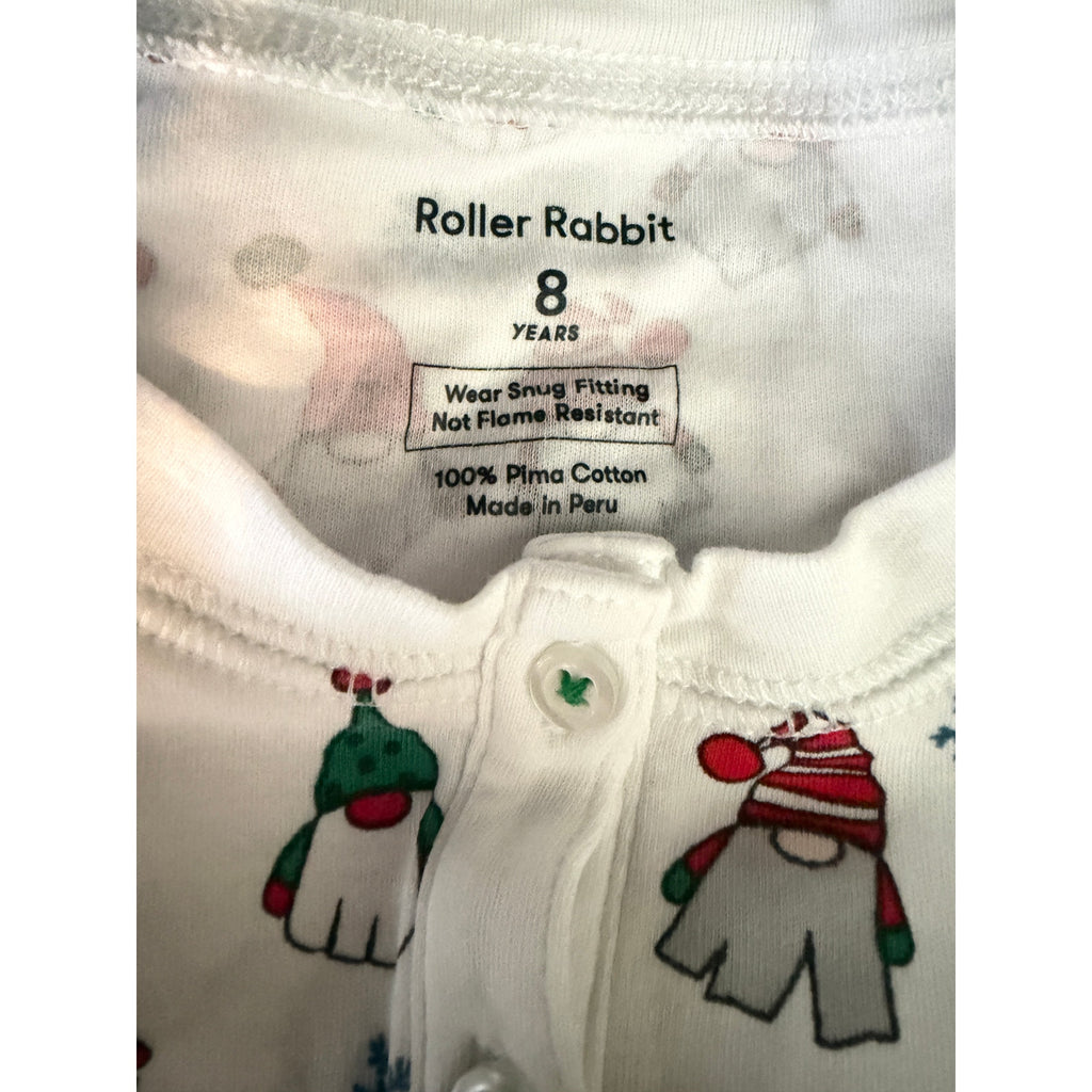 Roller Rabbit Gnoels Holiday Kids Pajama Set - Red / White / Green - Size 8