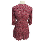 Ba&sh Nina V Neck Mini Dress - Fuchsia Print - Size Small / 6