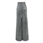 House of CB Margarita Silver Sparkly Wide Leg Trousers - Size Small
