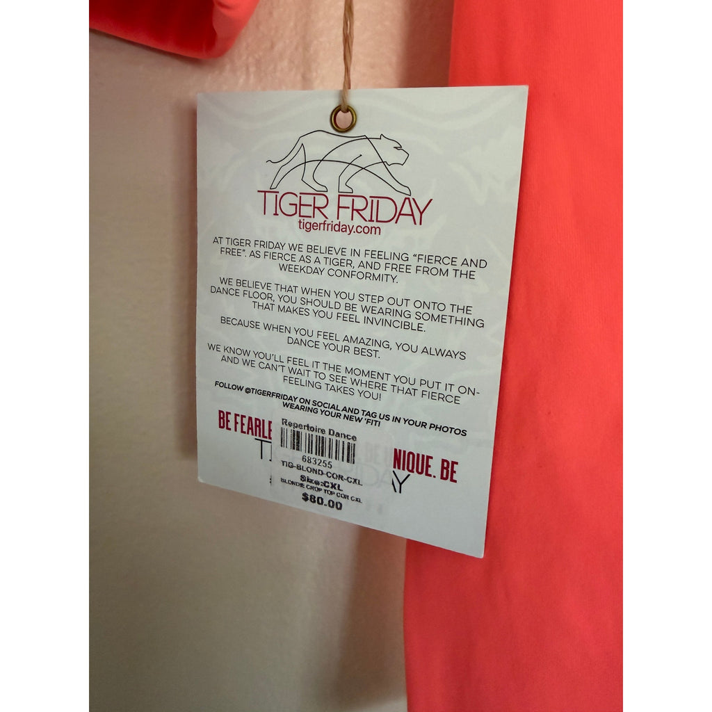 New Tiger Friday Blondie Crop Top - Coral - Size CXL 10/12