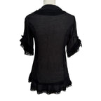 Charo Ruiz Tie Front Lace Trim Top / Cover Up - Black - Small