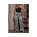 House of CB Margarita Silver Sparkly Wide Leg Trousers - Size Small