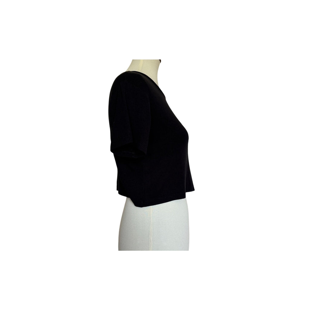 LNA Billie Rib Crop Tee - Black - Size Extra Small
