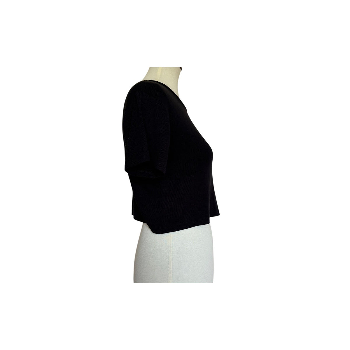 LNA Billie Rib Crop Tee - Black - Size Extra Small