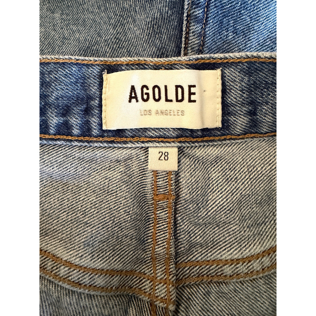 AGOLDE Parker Long Denim Shorts - Skyview Blue - Size 28