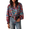 Ba&sh Martha Printed Cropped Blouse - Bleu Print - Size Medium / 6