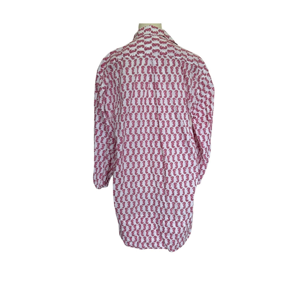 Holly Shae Sea Horse Print Shirt Dress - Pink / White - One Size