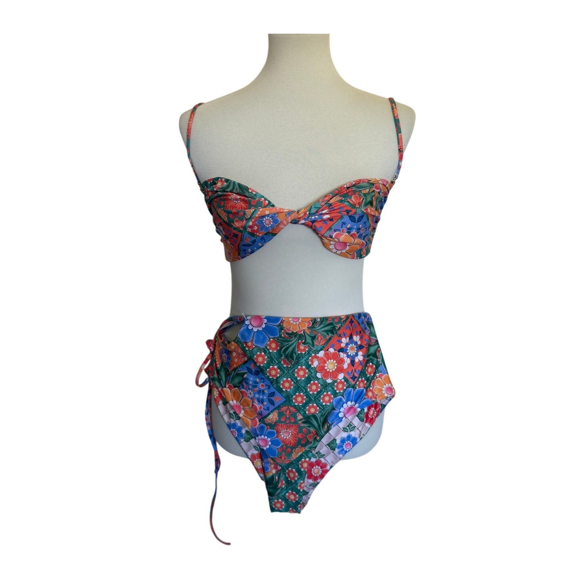 Agua Bendita Glenda and Lucille Reversible Tile Bikini Set - Multicolor -
