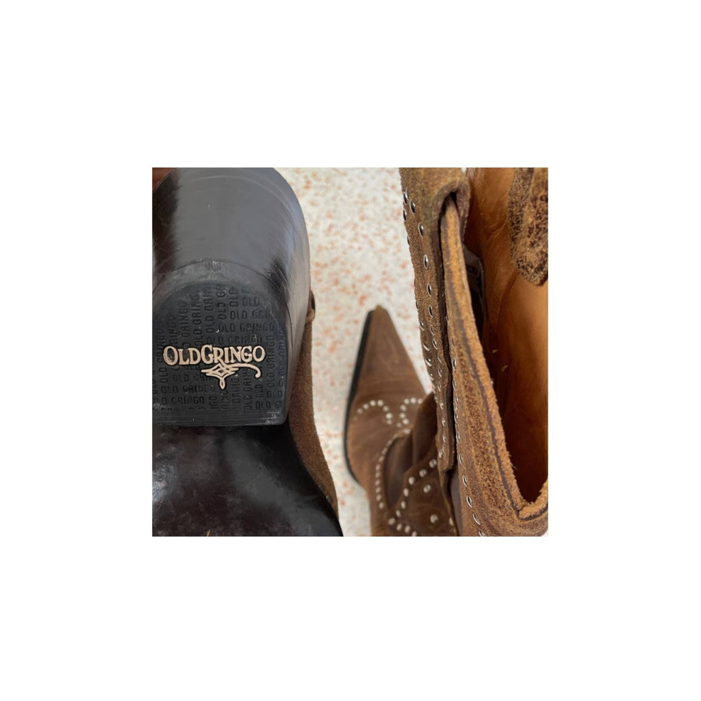 Old Gringo Studded Leather Boots -Tan Brown - Size 6