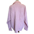 Aran Crafts Pink Merino Wool Full Zip Cardigan Sweater - XXL