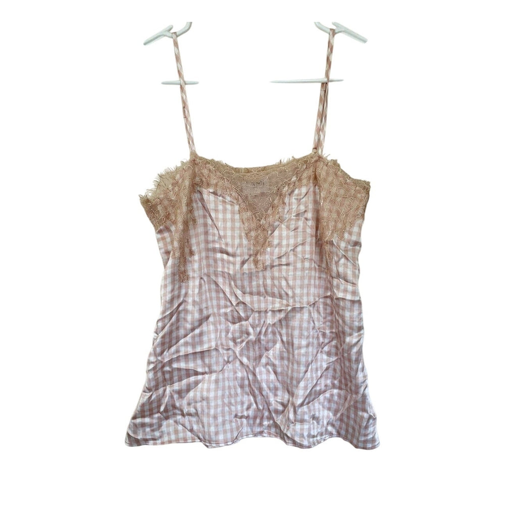Cami NYC The Sweetheart Lace silk Charmeuse Top - Pink Checked - Size XS