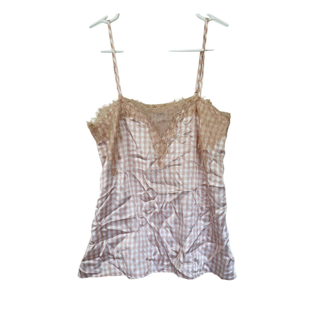 Cami NYC The Sweetheart Lace silk Charmeuse Top - Pink Checked - Size XS