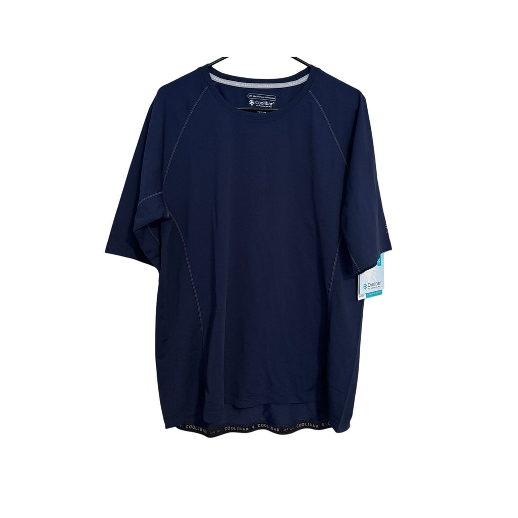 New Coolibar Hightide Short Sleeve Swim Shirt - Navy Blue - Size Large