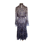 MISA Bethany Floral Chiffon Midi Dress - Nightshade Floral - Size Small