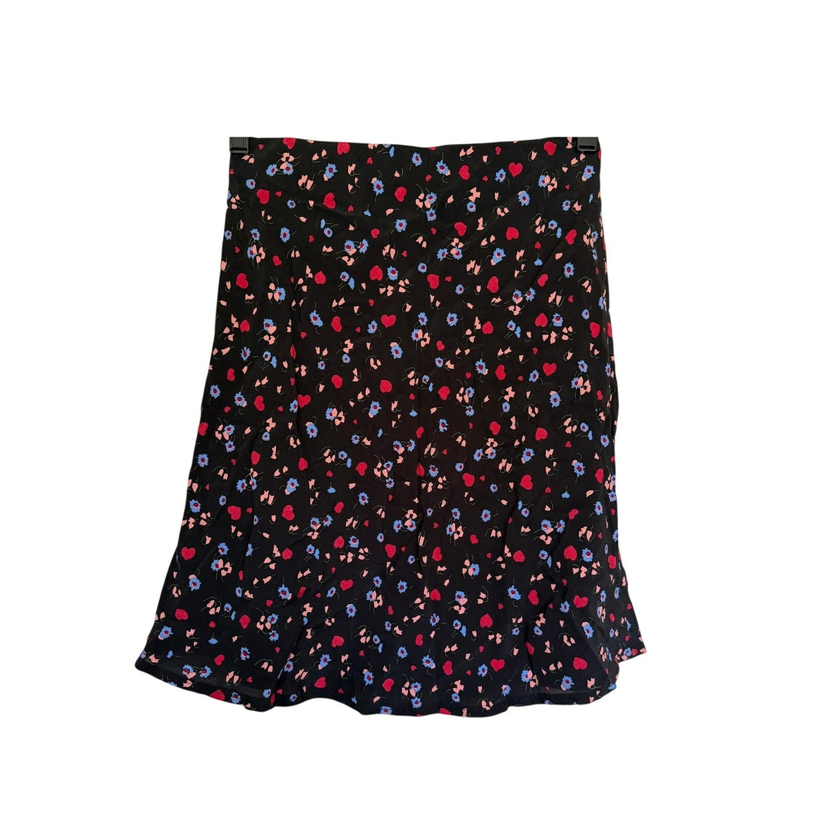 Nobody's Child Camilla Bias Mini Skirt - Black Ditsy Heart and Floral - Size 6