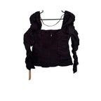 Reformation Joi Ruched Smocked Long Sleeve Top - Black - Size 12