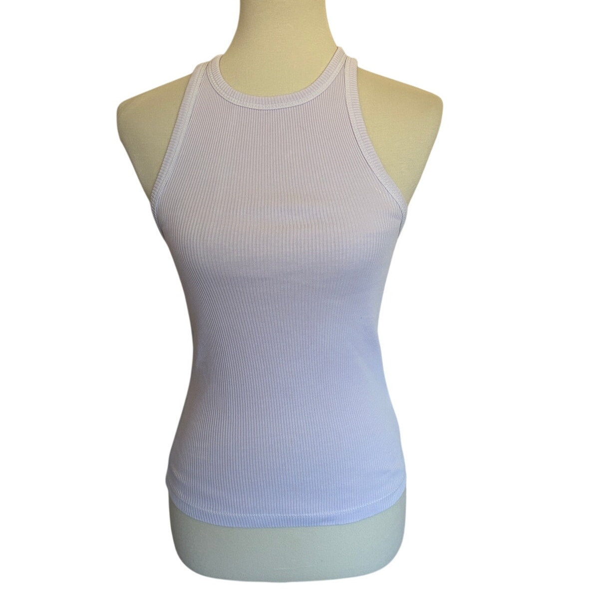 7 FOR ALL MANKIND Racerback Ribbed Tank- Light Lilac - Size Small