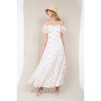 Polo Ralph Lauren Floral Puff Sleeve Maxi Dress - Cream and Pink Floral - Size 10