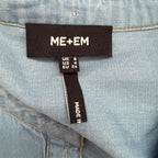 ME+EM Chambray Straight Button Up Blouse - Blue - 4