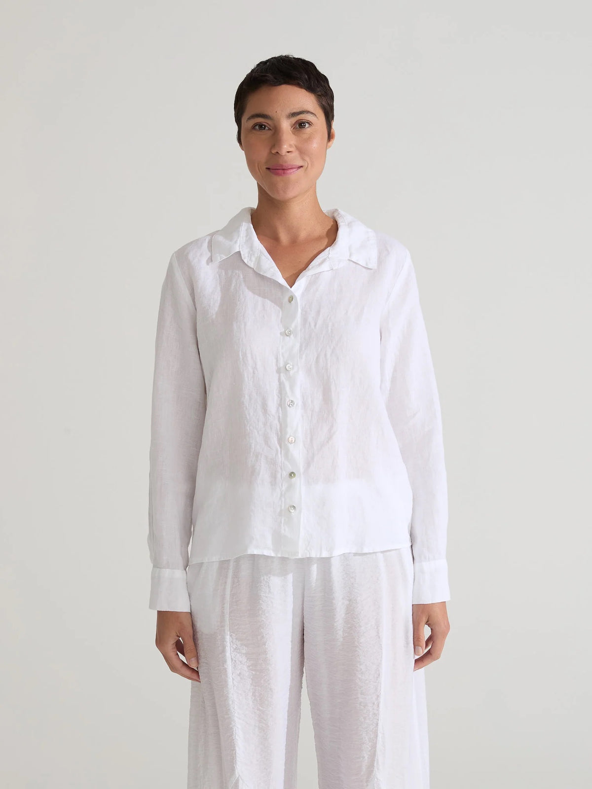 New CUT LOOSE - Hanky Linen Fitted Shirt #4207649 - White - Size Medium