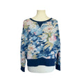 POLO RALPH LAUREN Terry Cotton Sweater - Blue Floral - Size Mediumc