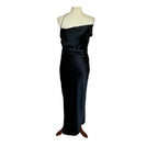 New The Sei Silk Asymmetric Bardot Midi Dress - Ink - Size 6
