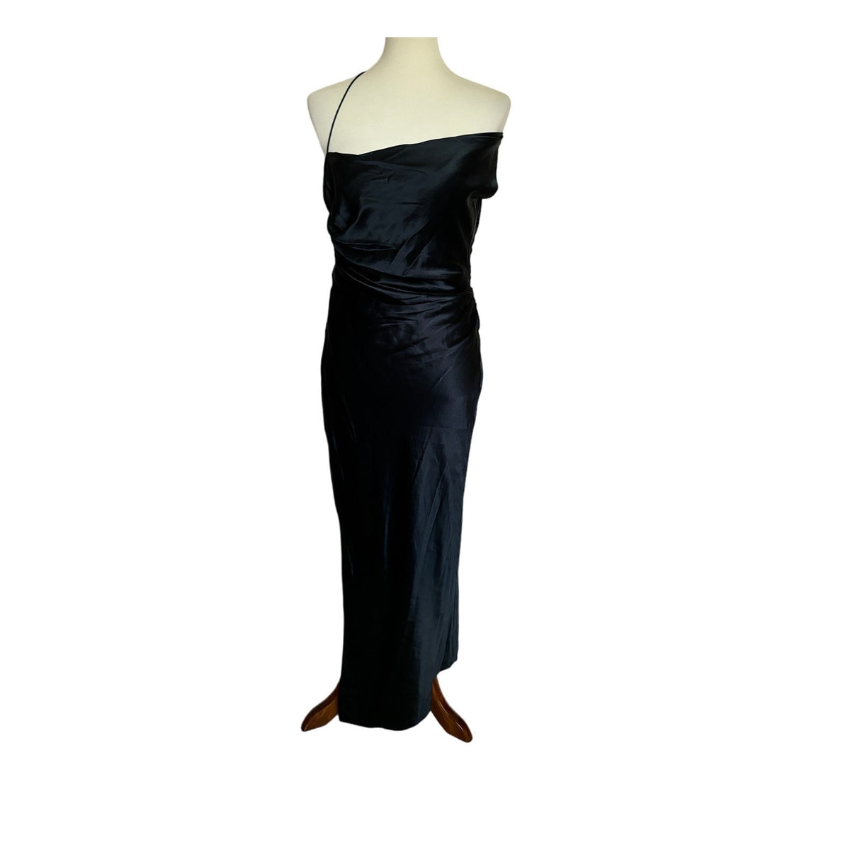 New The Sei Silk Asymmetric Bardot Midi Dress - Ink - Size 6