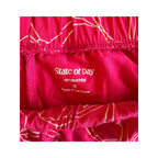 STATE OF DAY Notched-Collar Bow Print Pajama Set - Red - Size Small