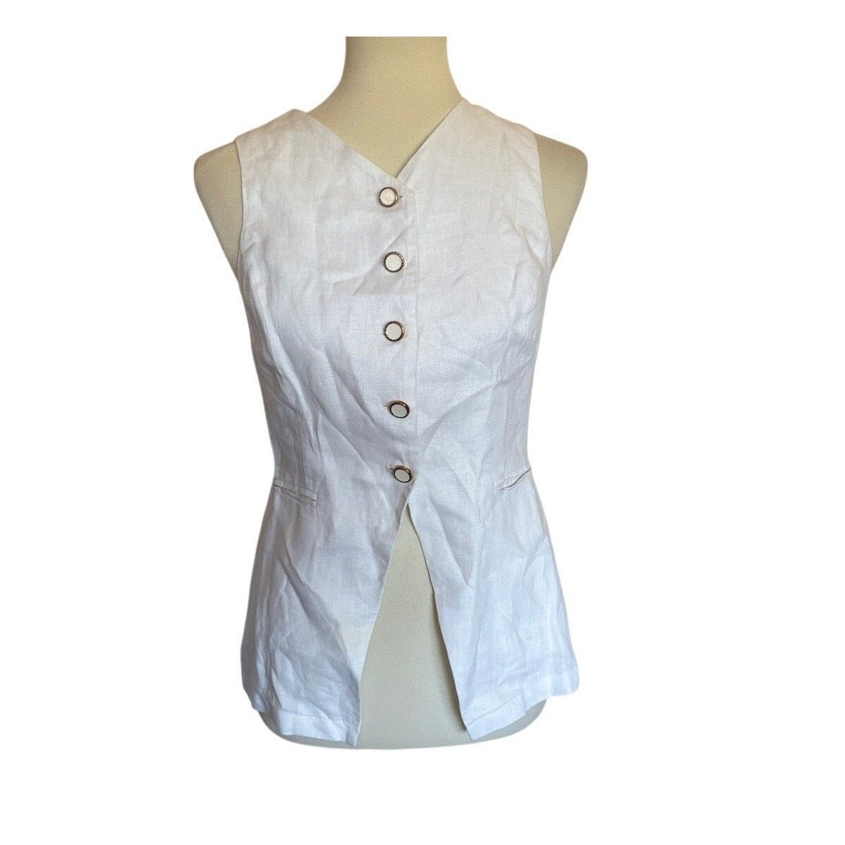 Reformation Aspen Linen Top - White - Size 8