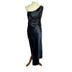 New The Sei Silk Asymmetric Bardot Midi Dress - Ink - Size 6