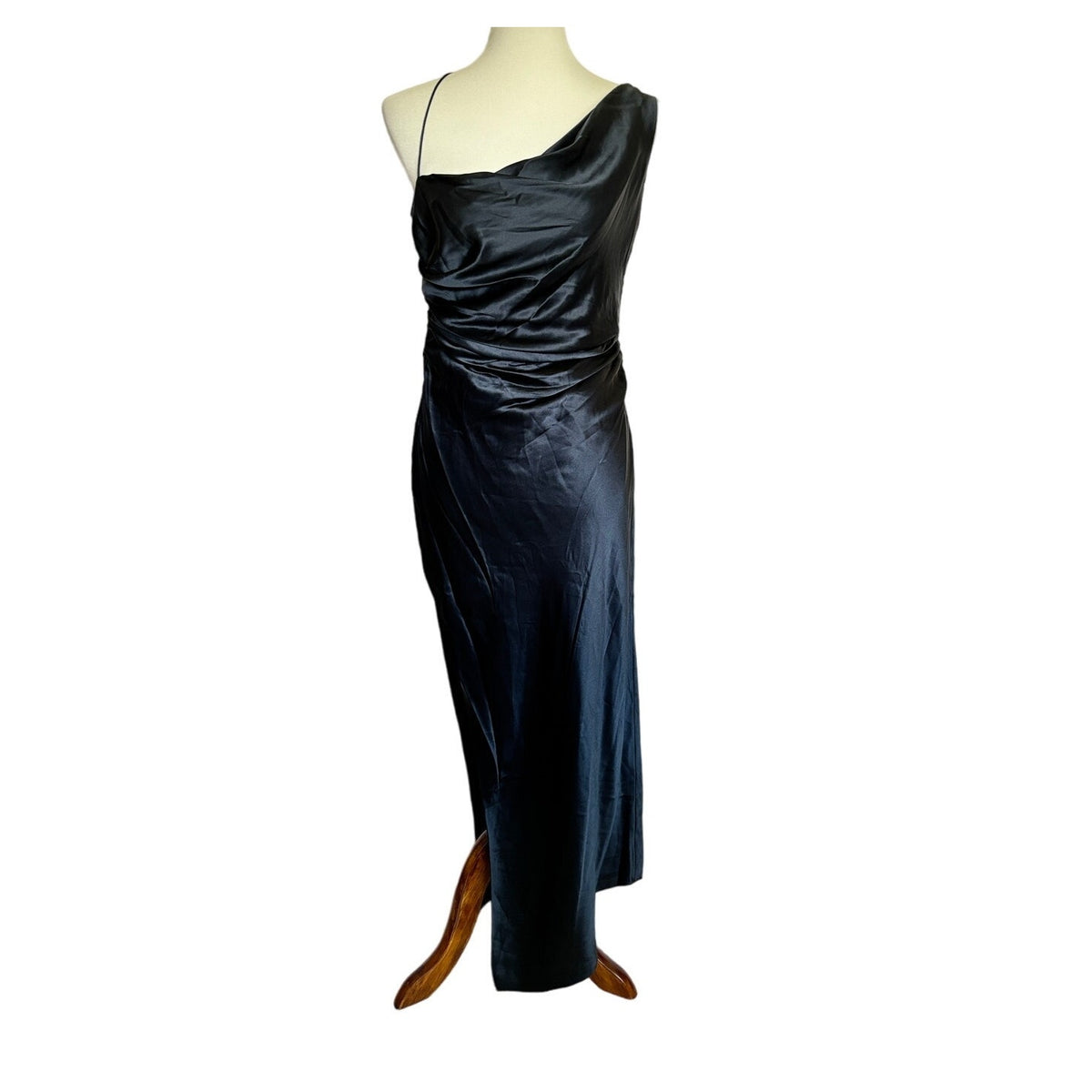 New The Sei Silk Asymmetric Bardot Midi Dress - Ink - Size 6