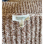 HAVEN WELL WITHIN Marled Knit Cocoon Cardigan - Brown/Cream - Large