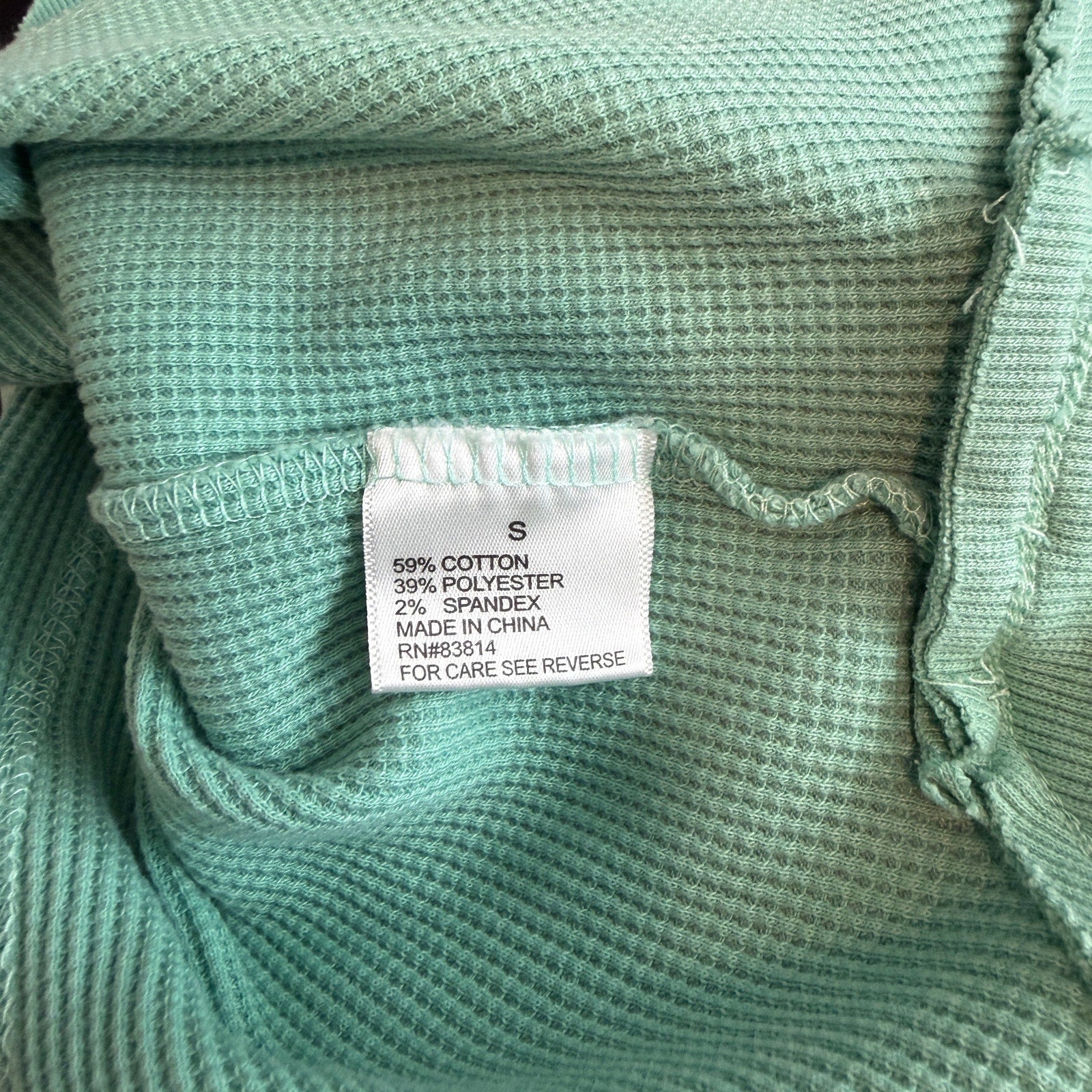 Sunnyside by Sundry Waffle Knit Top - Mint Green - Small