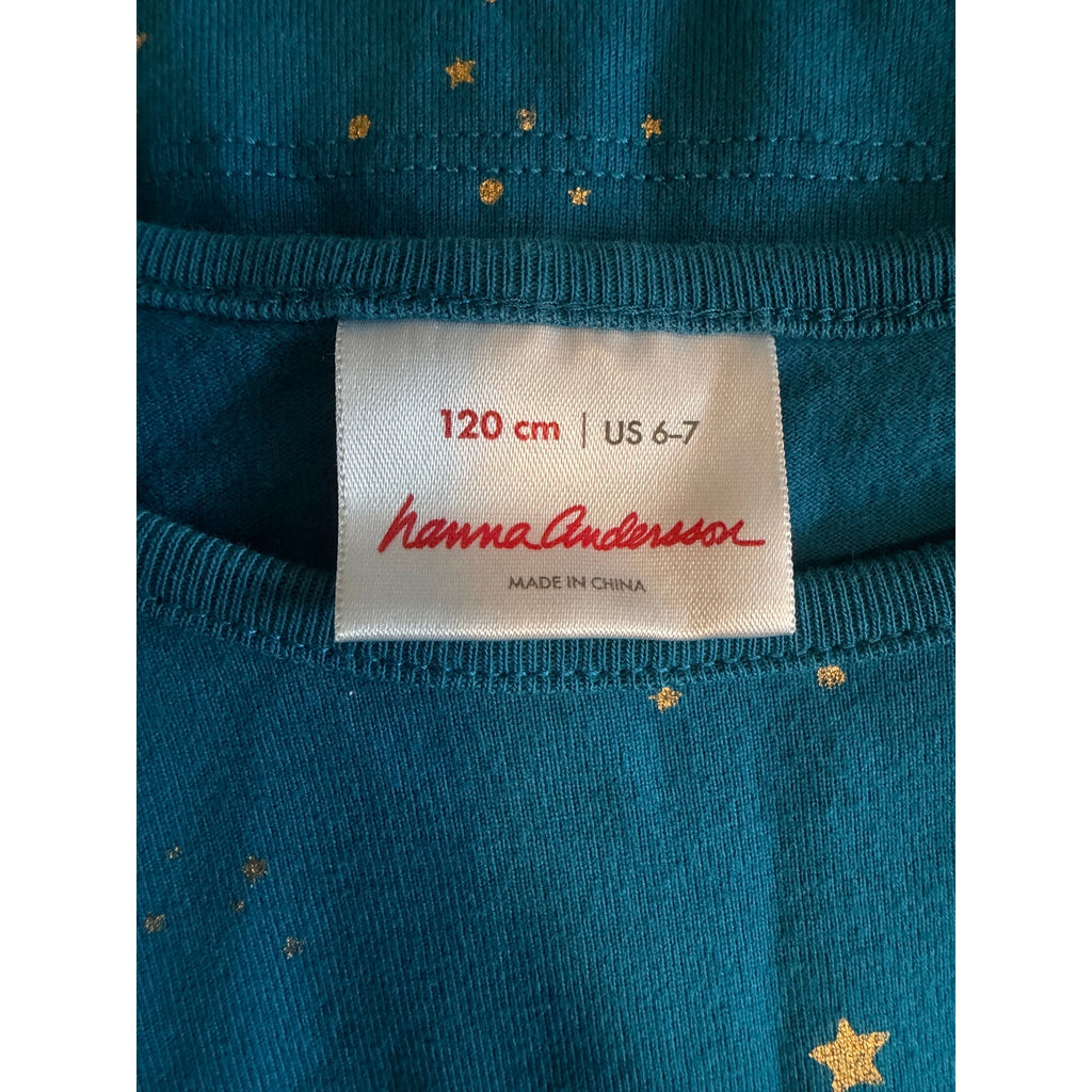Hanna Andersson Starry Drop Waist Dress - Tapestry Blue - Size 6-7