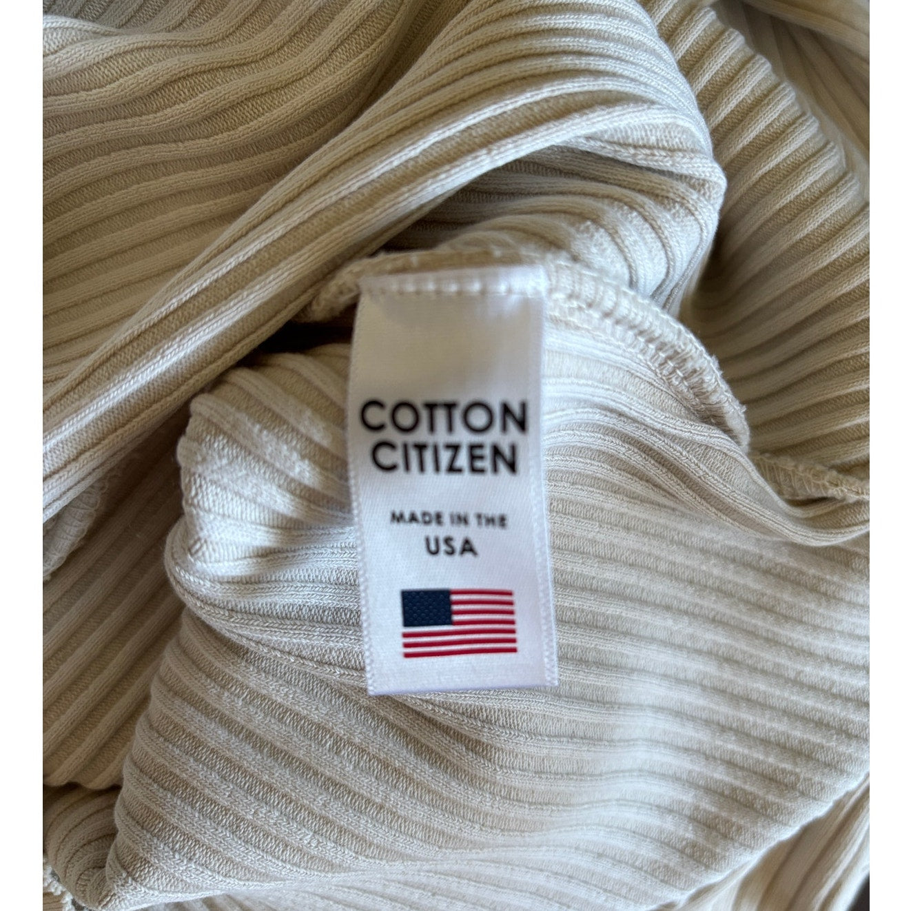 COTTON CITIZEN Ibiza Ribbed Long Sleeve Polo Mini Dress - Cream - Size  L