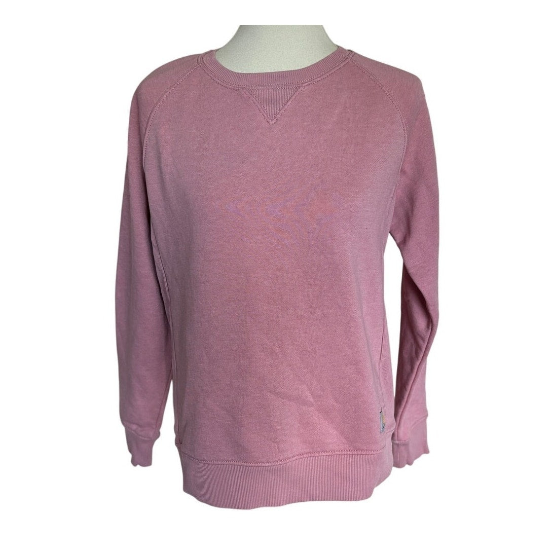 Carhartt Relaxed Fit Midweight Crewneck Logo Sweatshirt - Pink - Size Small