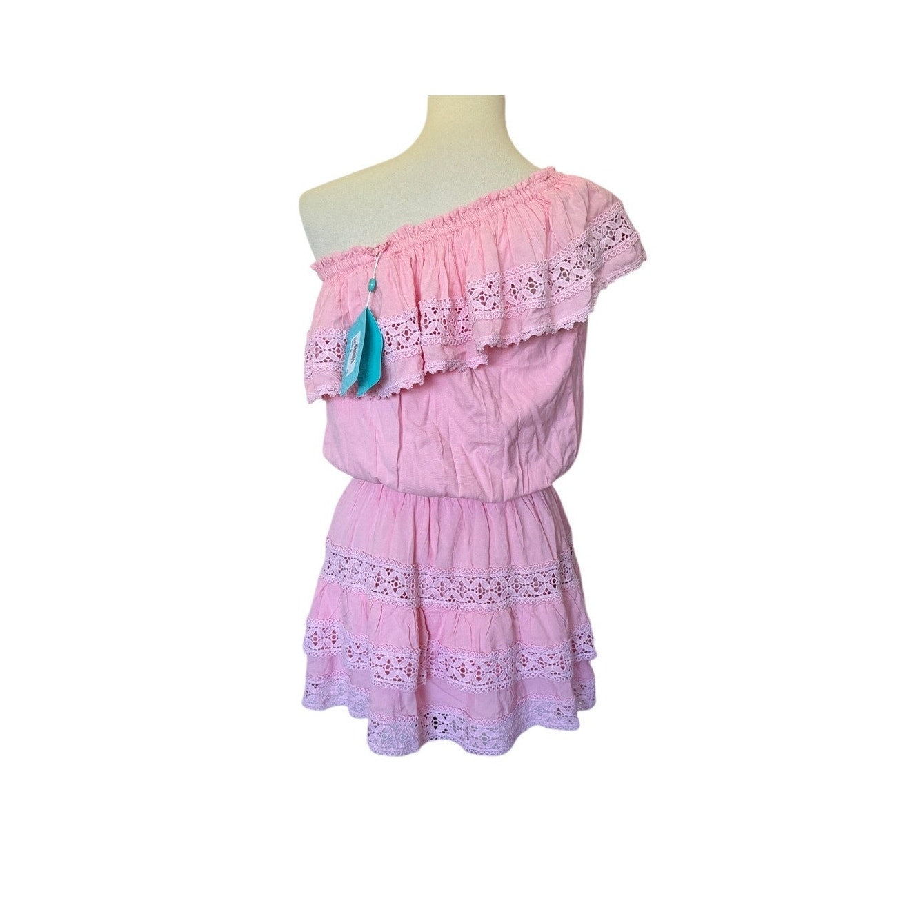 MELISSA ODABASH Debbie One-Shoulder Ruffle Mini Dress - Blush Pink - Size XS