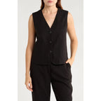 Rag & Bone Albany Solid Cotton & Linen Vest - Black - Size Extra Extra Small