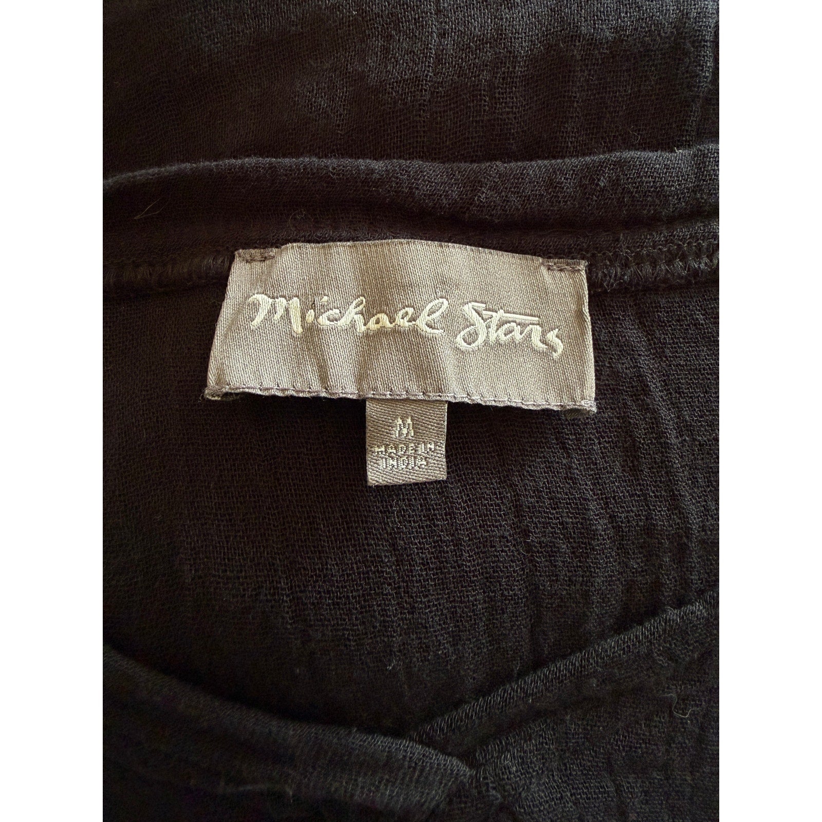 Michael Stars Double Gauze Cotton Flounce Shoulder V Neck Top - Black - M