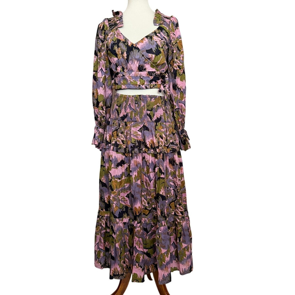 Cleobella Tapestry Print Top and Midi Skirt Set - Small