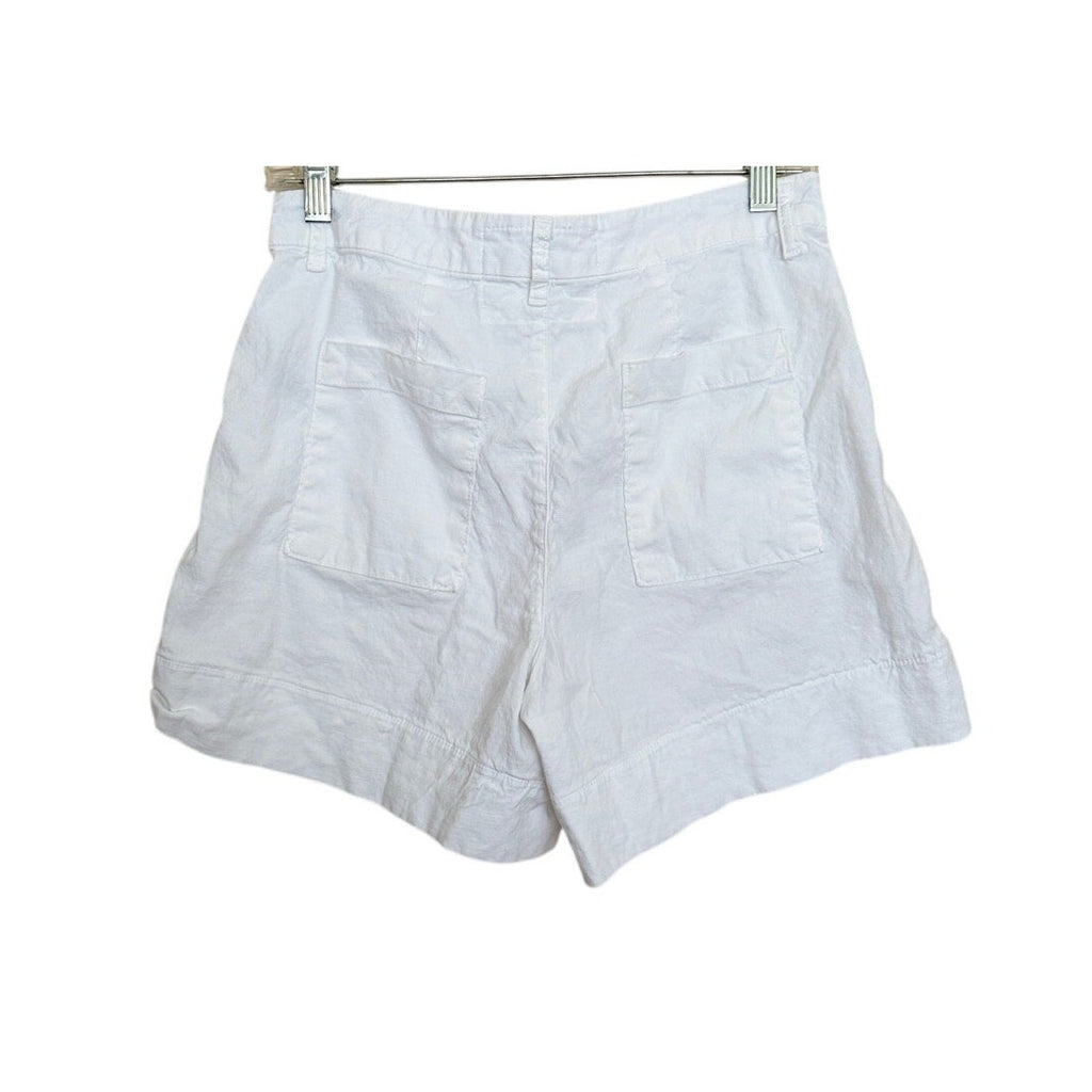 Frank & Eileen Waterford High Waisted Linen Shorts - White - Size 4